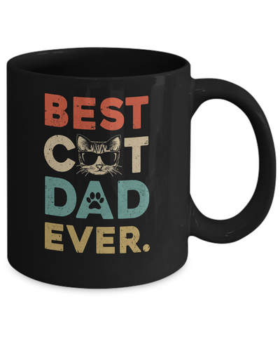 Vintage Best Cat Dad Ever Cat Daddy Gift Mug-Coffee Mug-11oz Mug-Black