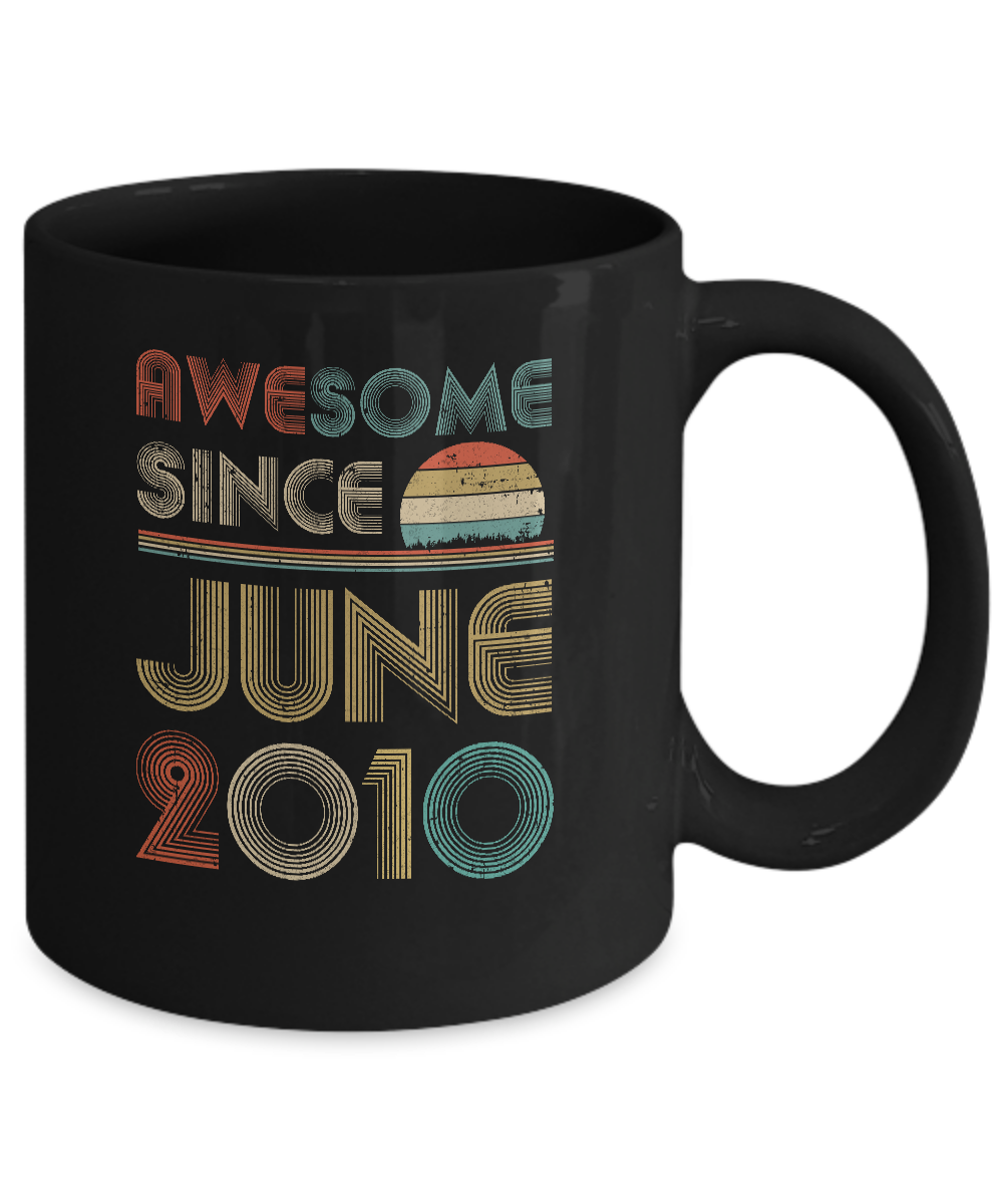 Awesome Since June 2010 Vintage 11th Birthday Gifts Youth Mug-Coffee Mug-11oz Mug-Black