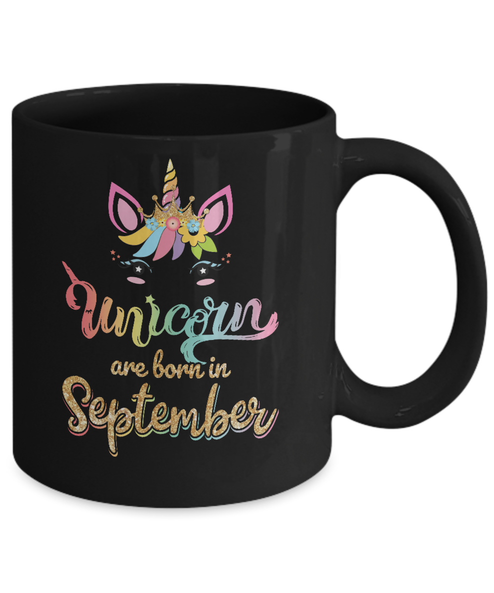 Cute Unicorns Are Born In September Birthday Gift Mug-Coffee Mug-11oz Mug-Black