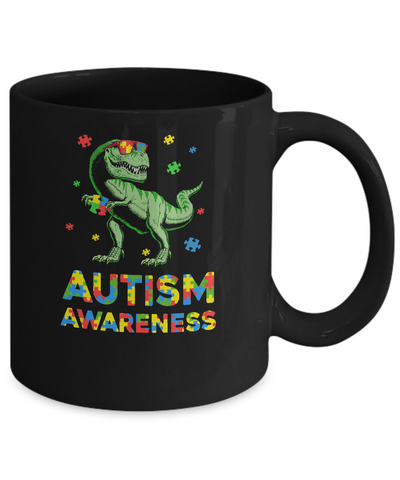 Dinosaur Puzzle Autism Awareness For Boys Girls Mug-Coffee Mug-11oz Mug-Black