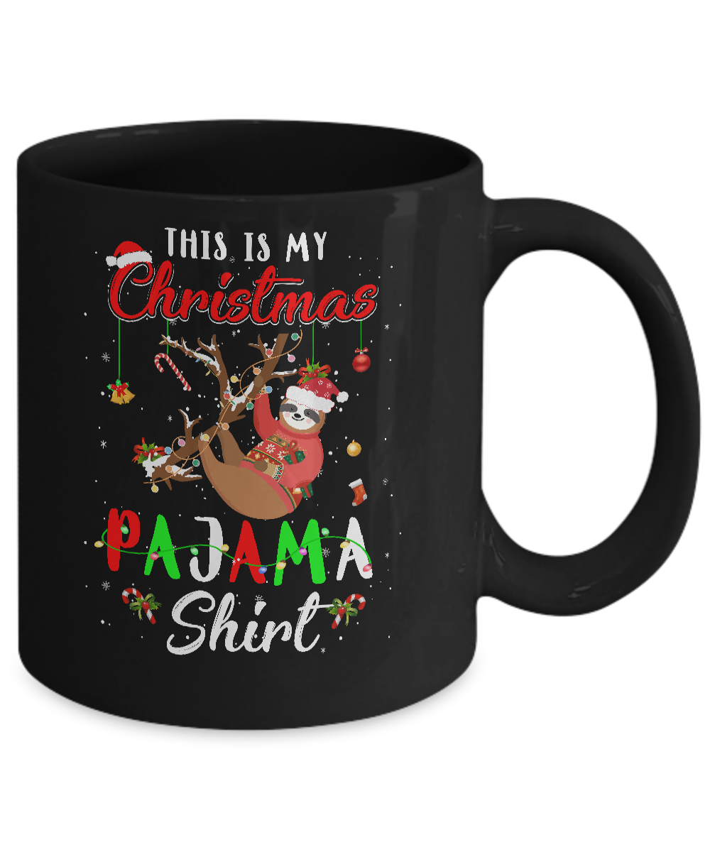 This Is My Christmas Pajama Sloth Christmas Gifts Mug-Coffee Mug-11oz Mug-Black