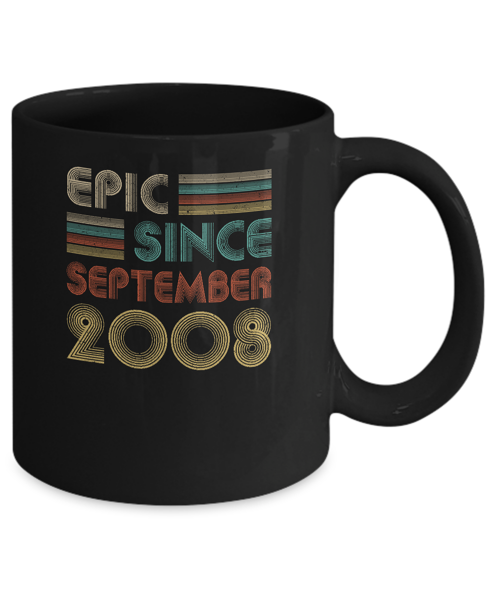 Epic Since September 2008 Vintage 13th Birthday Gifts Youth Mug-Coffee Mug-11oz Mug-Black
