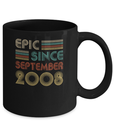Epic Since September 2008 Vintage 13th Birthday Gifts Youth Mug-Coffee Mug-11oz Mug-Black