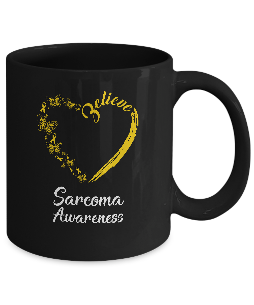 Butterfly Believe Sarcoma Awareness Ribbon Gifts Mug-Coffee Mug-11oz Mug-Black
