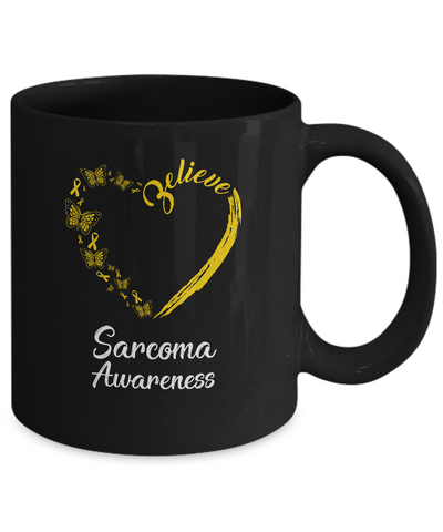 Butterfly Believe Sarcoma Awareness Ribbon Gifts Mug-Coffee Mug-11oz Mug-Black