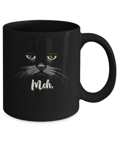 Funny Halloween Cat Meh Gift Mug-Coffee Mug-11oz Mug-Black