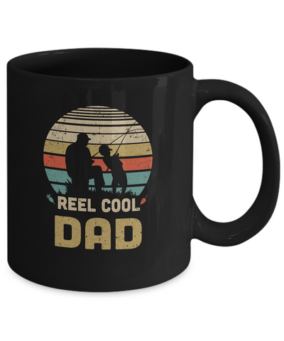 Vintage Father's Day Gift Reel Cool Dad Fishing Mug-Coffee Mug-11oz Mug-Black