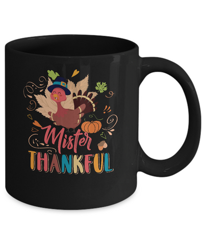 Cute Mister Thankful Turkey Thanksgiving Mug-Coffee Mug-11oz Mug-Black