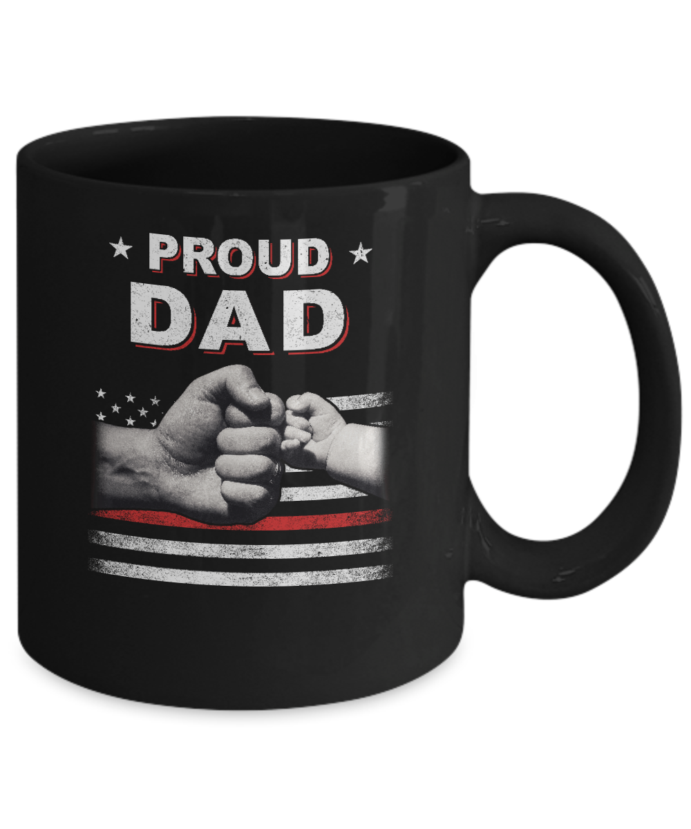 Proud Dad Fireman Firefighter Thin Red Line Flag Fathers Day Mug-Coffee Mug-11oz Mug-Black