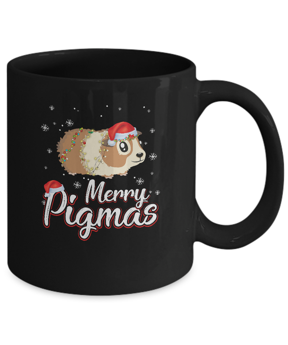 Merry Pigmas Funny Guinea Pig Santa Hat Christmas Gift Mug-Coffee Mug-11oz Mug-Black