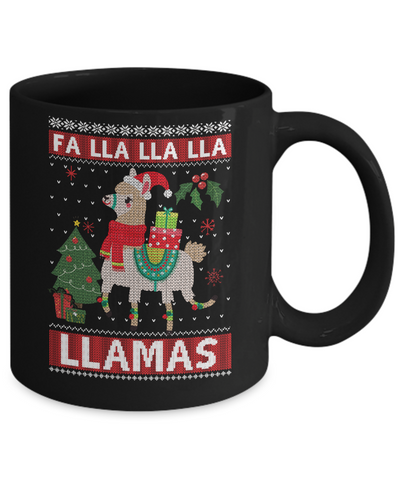 Fa Lla Lla Llama Christmas Singing Cute Ugly Sweater Mug-Coffee Mug-11oz Mug-Black