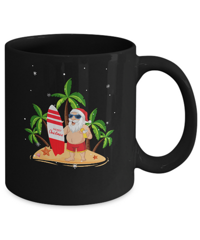 Merry Christmas In July Santa Hawaiian Surfing Summer Mug-Coffee Mug-11oz Mug-Black