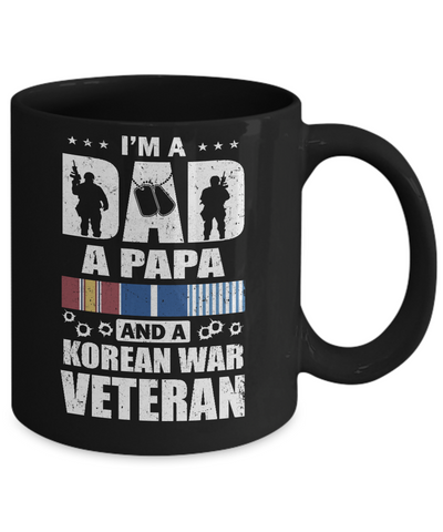 Dad A Papa And A Korean War Veteran Fathers Day Mug-Coffee Mug-11oz Mug-Black