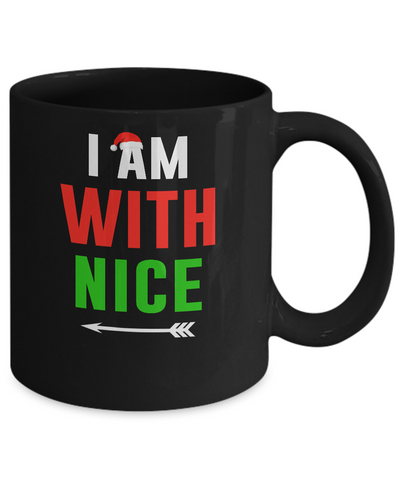 I'm With Nice Matching Christmas Couple Pajamas Mug-Coffee Mug-11oz Mug-Black