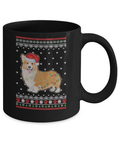 Corgi Christmas Ugly Sweater Lights Dog Xmas Gift Mug-Coffee Mug-11oz Mug-Black