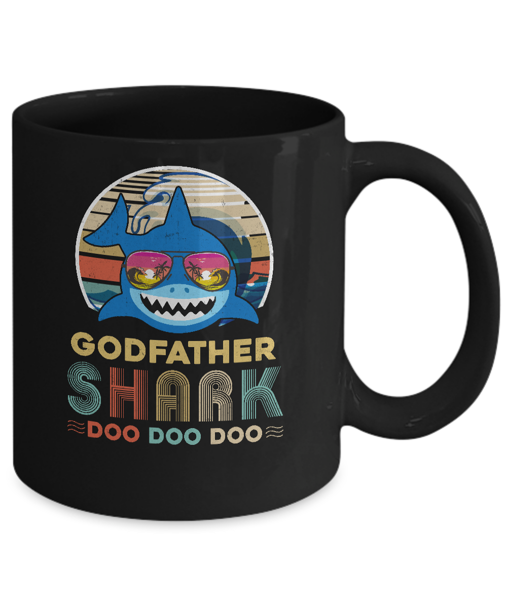 Retro Vintage Godfather Shark Doo Doo Doo Mug-Coffee Mug-11oz Mug-Black