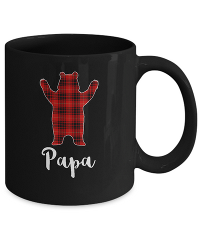 Red Papa Bear Buffalo Plaid Family Christmas Pajamas Mug-Coffee Mug-11oz Mug-Black