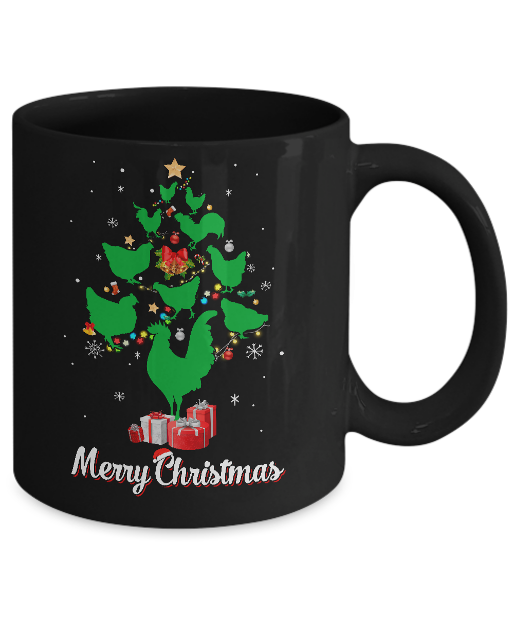 Funny Chicken Merry Christmas Tree Ugly Sweater Mug-Coffee Mug-11oz Mug-Black