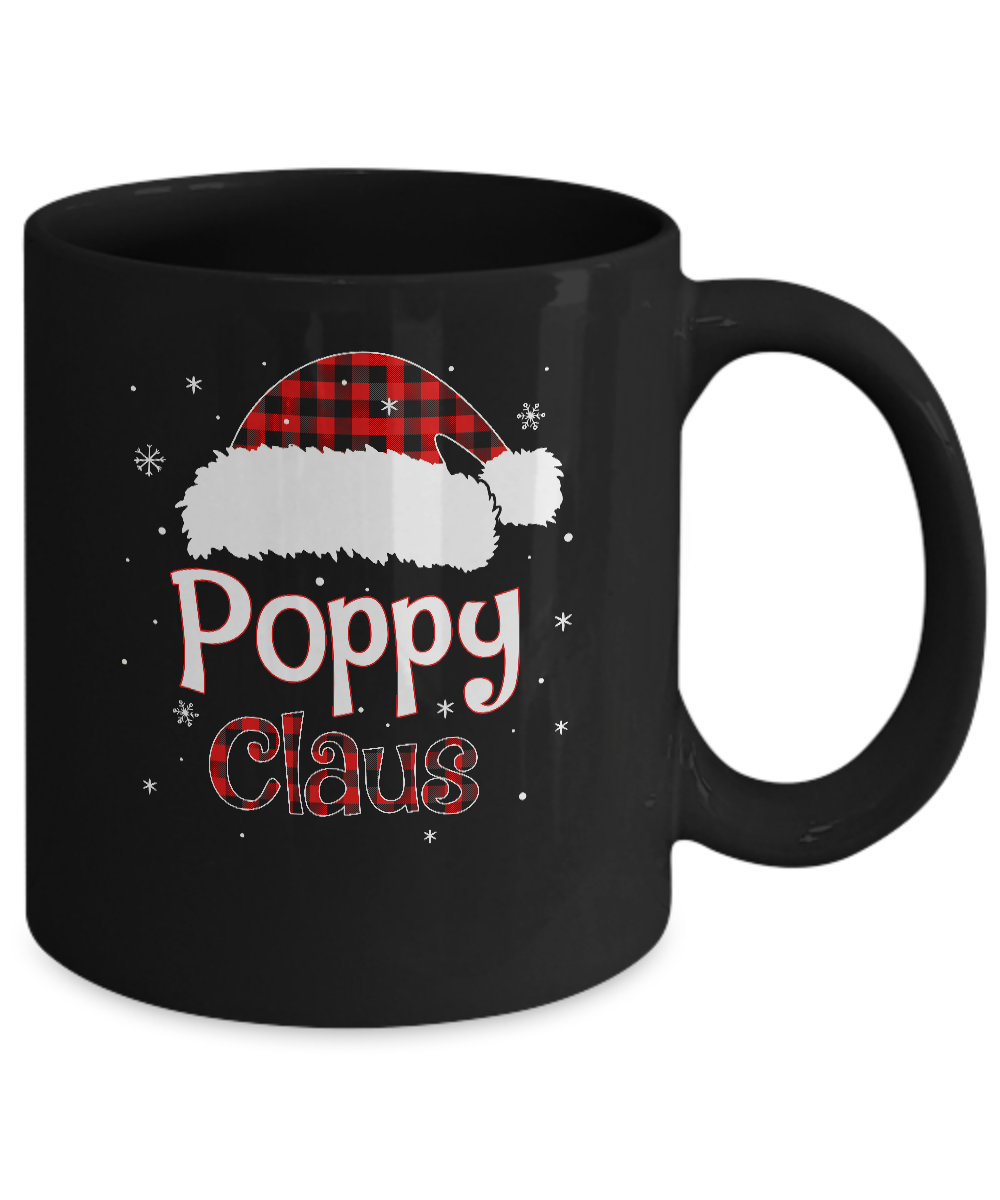 Santa Poppy Claus Red Plaid Family Pajamas Christmas Gift Mug-Coffee Mug-11oz Mug-Black