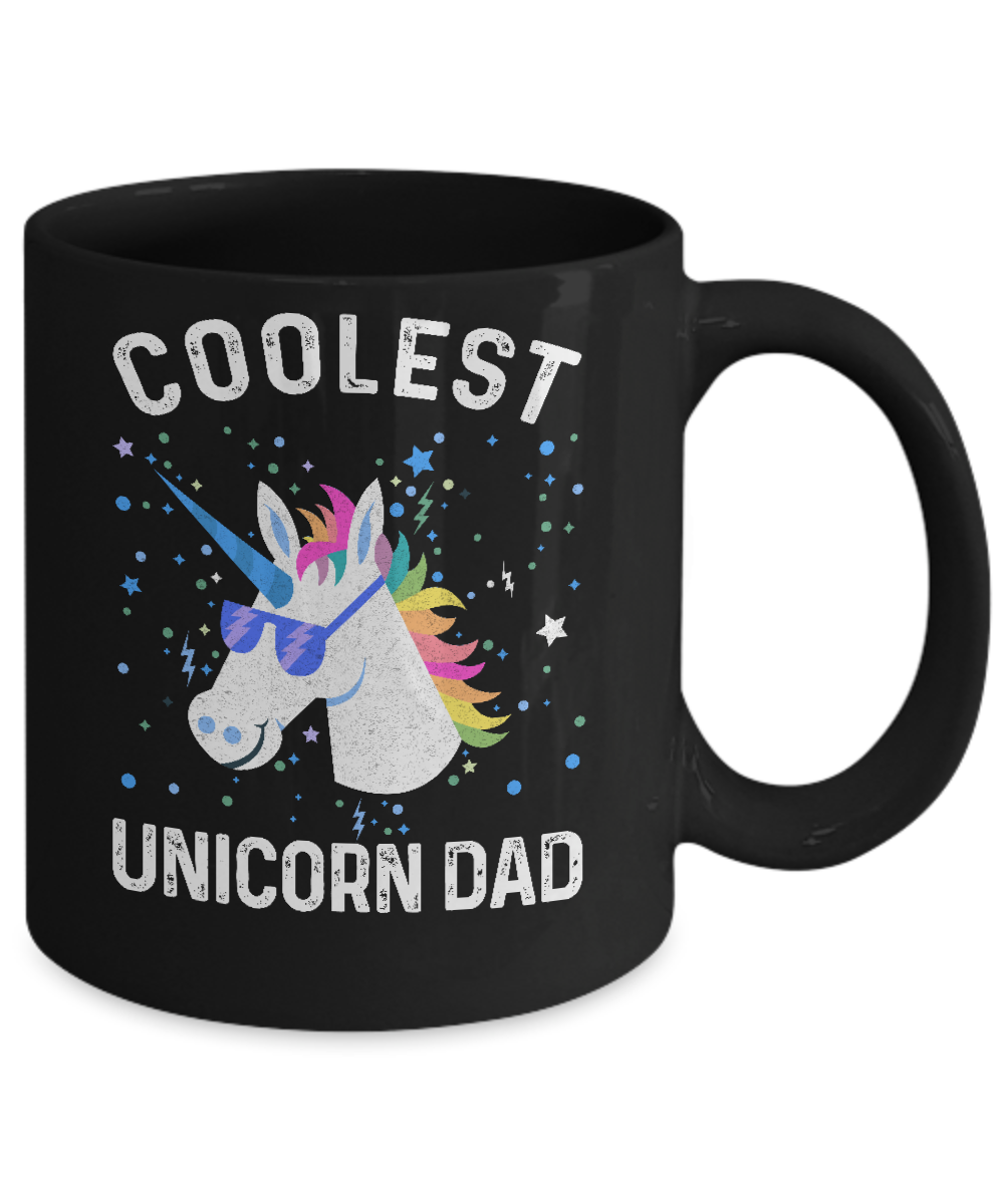 Coolest Unicorn Dad Cute Funny Unicorn Fathers Day Mug-Coffee Mug-11oz Mug-Black