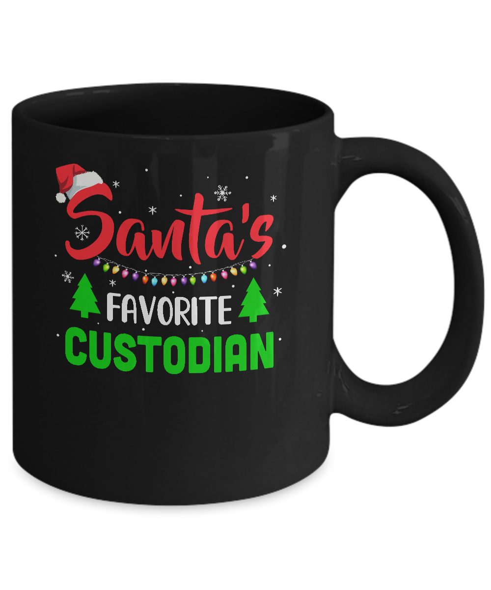 Santa's Favorite Custodian Funny Christmas Xmas Gifts Mug-Coffee Mug-11oz Mug-Black