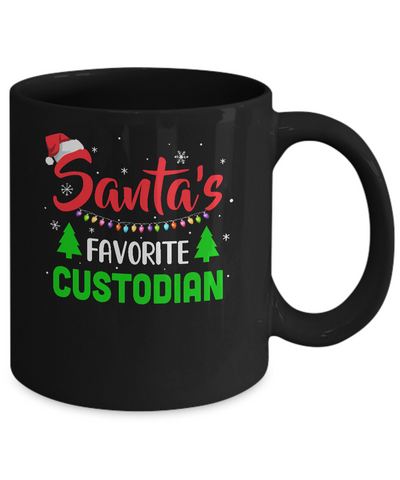 Santa's Favorite Custodian Funny Christmas Xmas Gifts Mug-Coffee Mug-11oz Mug-Black