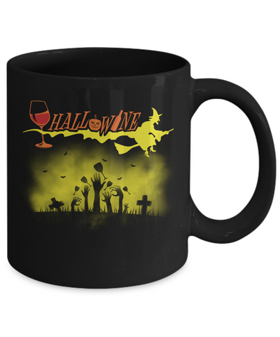 Happy Hallowine Funny Halloween Wine Drinkers 2017 Mug-Coffee Mug-11oz Mug-Black