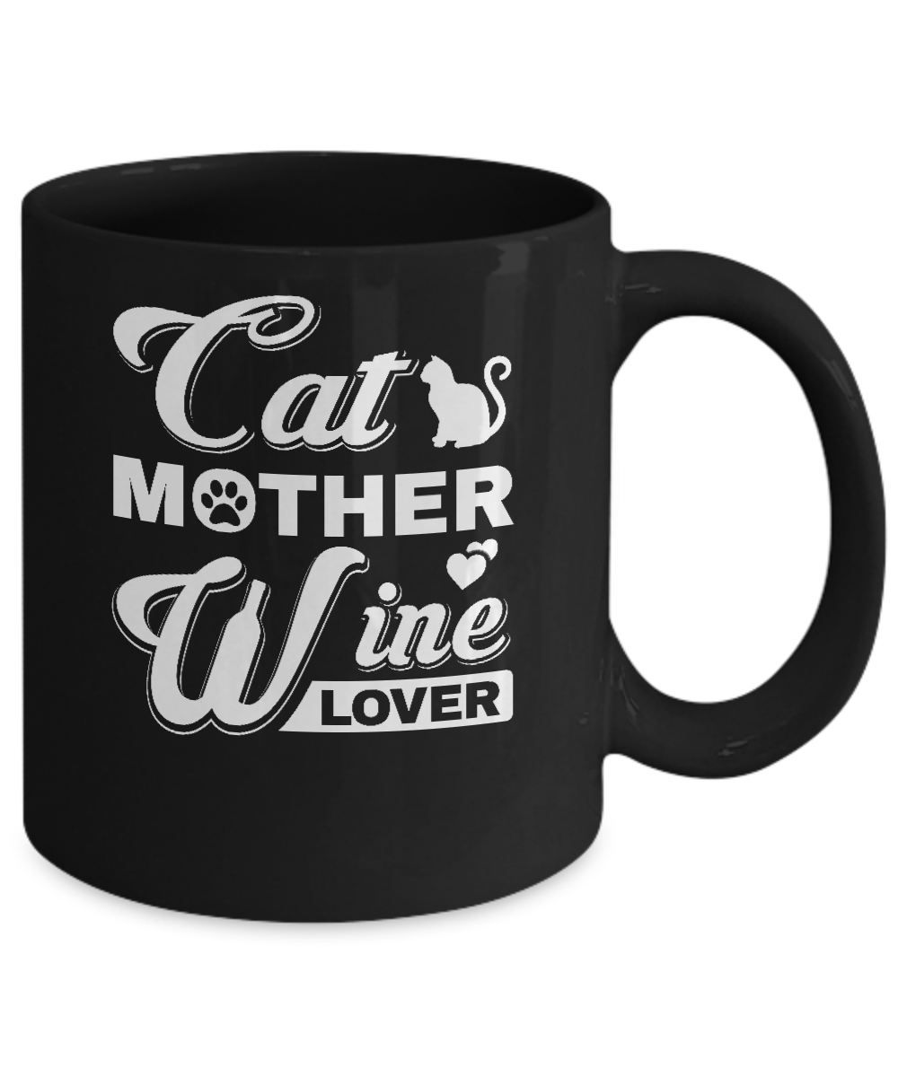 Cat Mother Wine Lover Mug-Coffee Mug-11oz Mug-Black