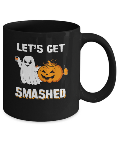 Let's Get Smashed Drinking Pumpkin Halloween Mug-Coffee Mug-11oz Mug-Black