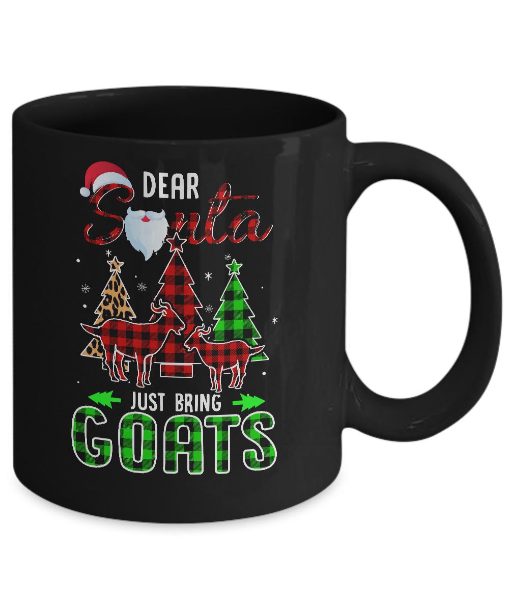 Dear Santa Just Bring Goats Christmas Gift Buffalo Plaid Mug-Coffee Mug-11oz Mug-Black