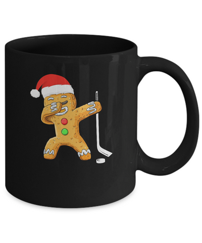 Dabbing Gingerbread Santa Hockey Christmas Pajama Gifts Mug-Coffee Mug-11oz Mug-Black