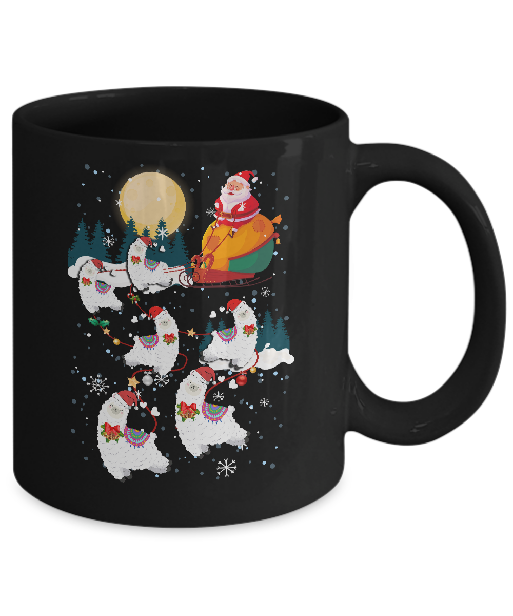 Funny Christmas Llama Alpaca Reindeer Lover Santa Gift Mug-Coffee Mug-11oz Mug-Black