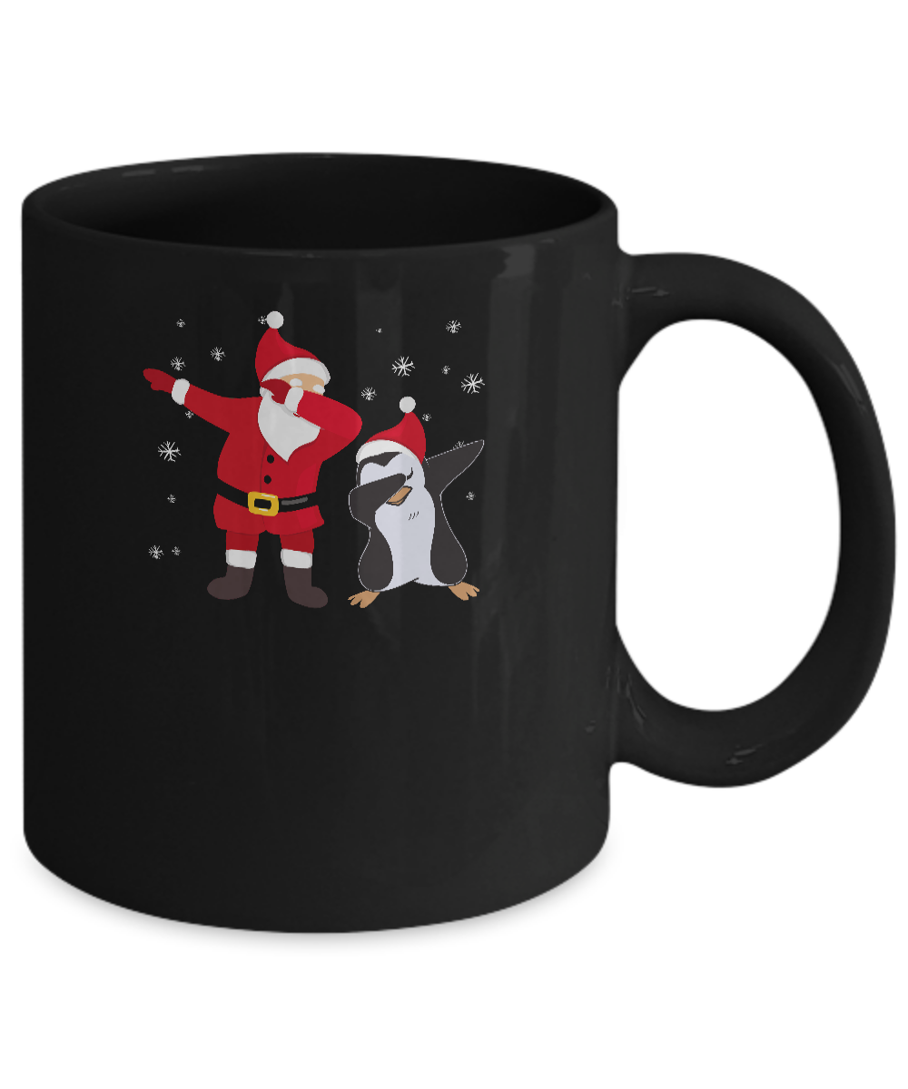 Dabbing Santa Penguin Funny Dab Dance Christmas Gift Mug-Coffee Mug-11oz Mug-Black