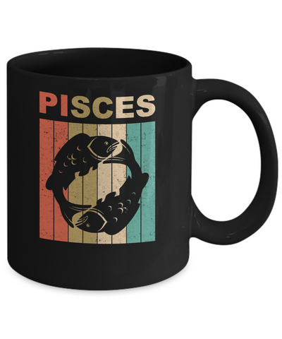Vintage Pisces Zodiac February March Birthday Gift Mug-Coffee Mug-11oz Mug-Black