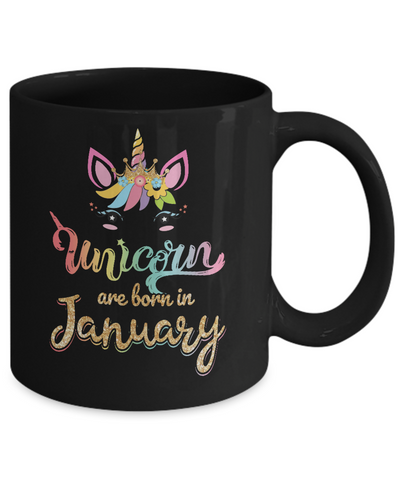 Cute Unicorns Are Born In January Birthday Gift Mug-Coffee Mug-11oz Mug-Black