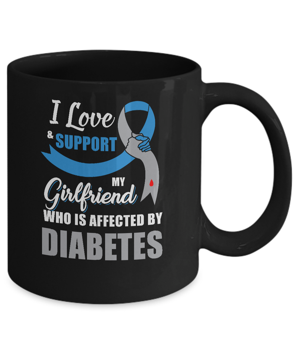 Diabetes Awareness Support Blue Grey Girlfriend Boyfriend Mug-Coffee Mug-11oz Mug-Black