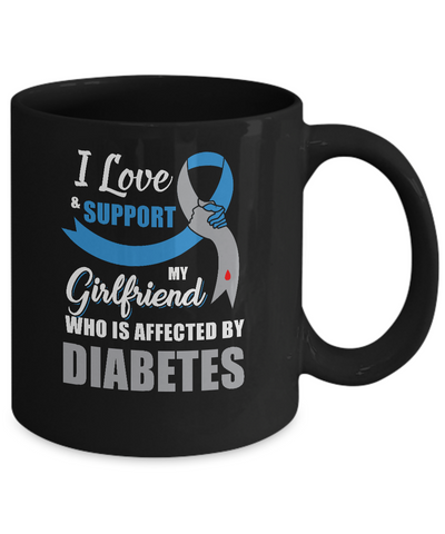 Diabetes Awareness Support Blue Grey Girlfriend Boyfriend Mug-Coffee Mug-11oz Mug-Black