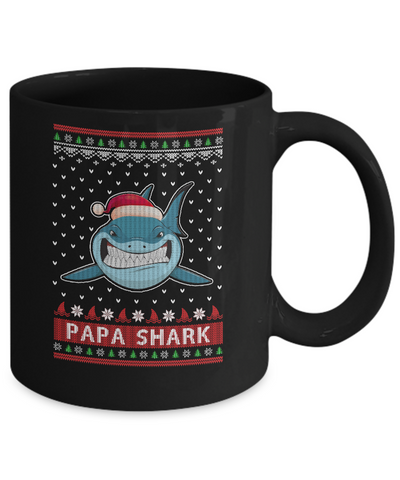 Santa Hat Papa Shark Ugly Christmas Sweater Mug-Coffee Mug-11oz Mug-Black