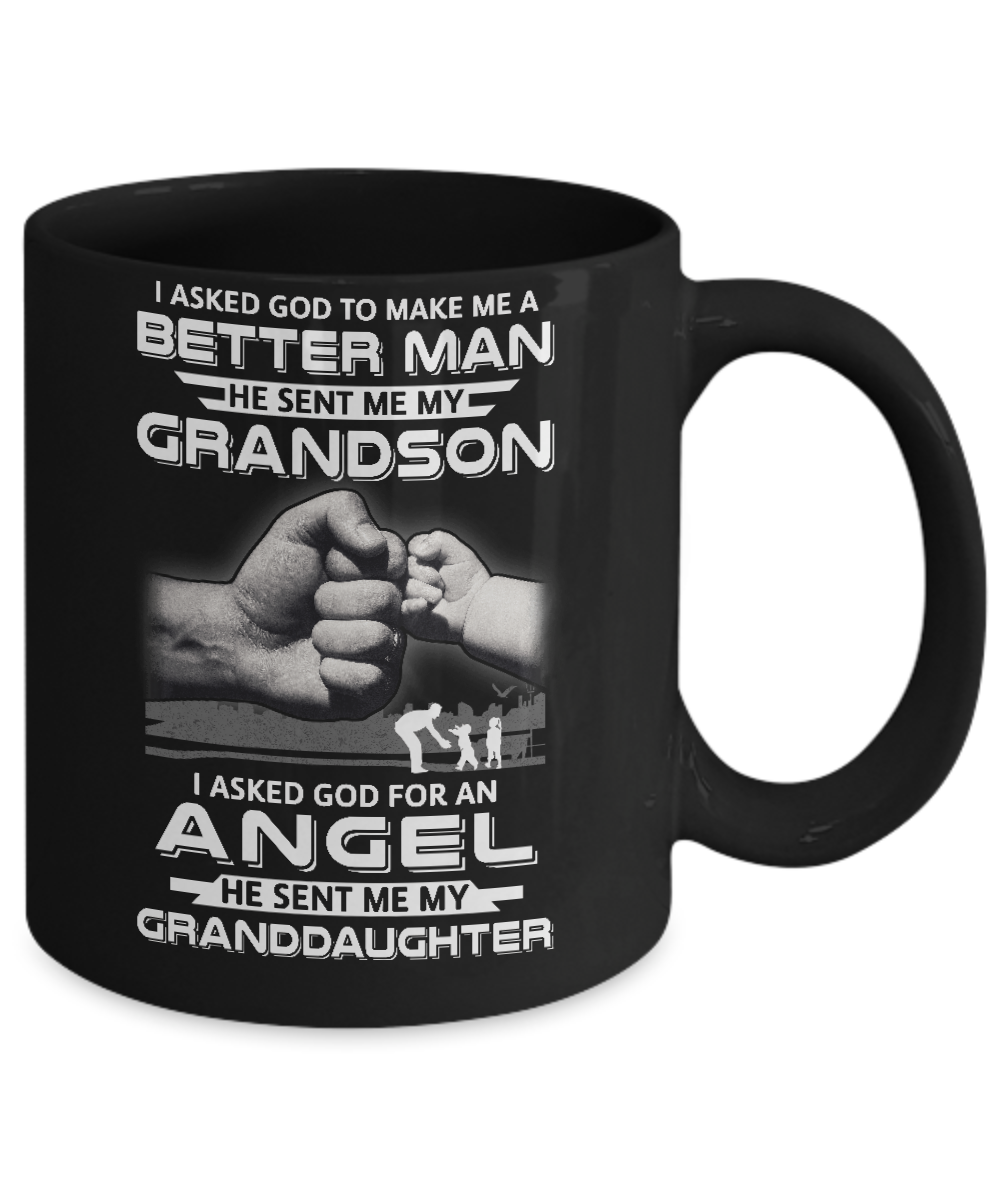 God Sent Me My Grandson & Angel Granddaughter Mug-Coffee Mug-11oz Mug-Black