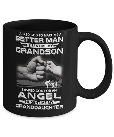 God Sent Me My Grandson & Angel Granddaughter Mug-Coffee Mug-11oz Mug-Black