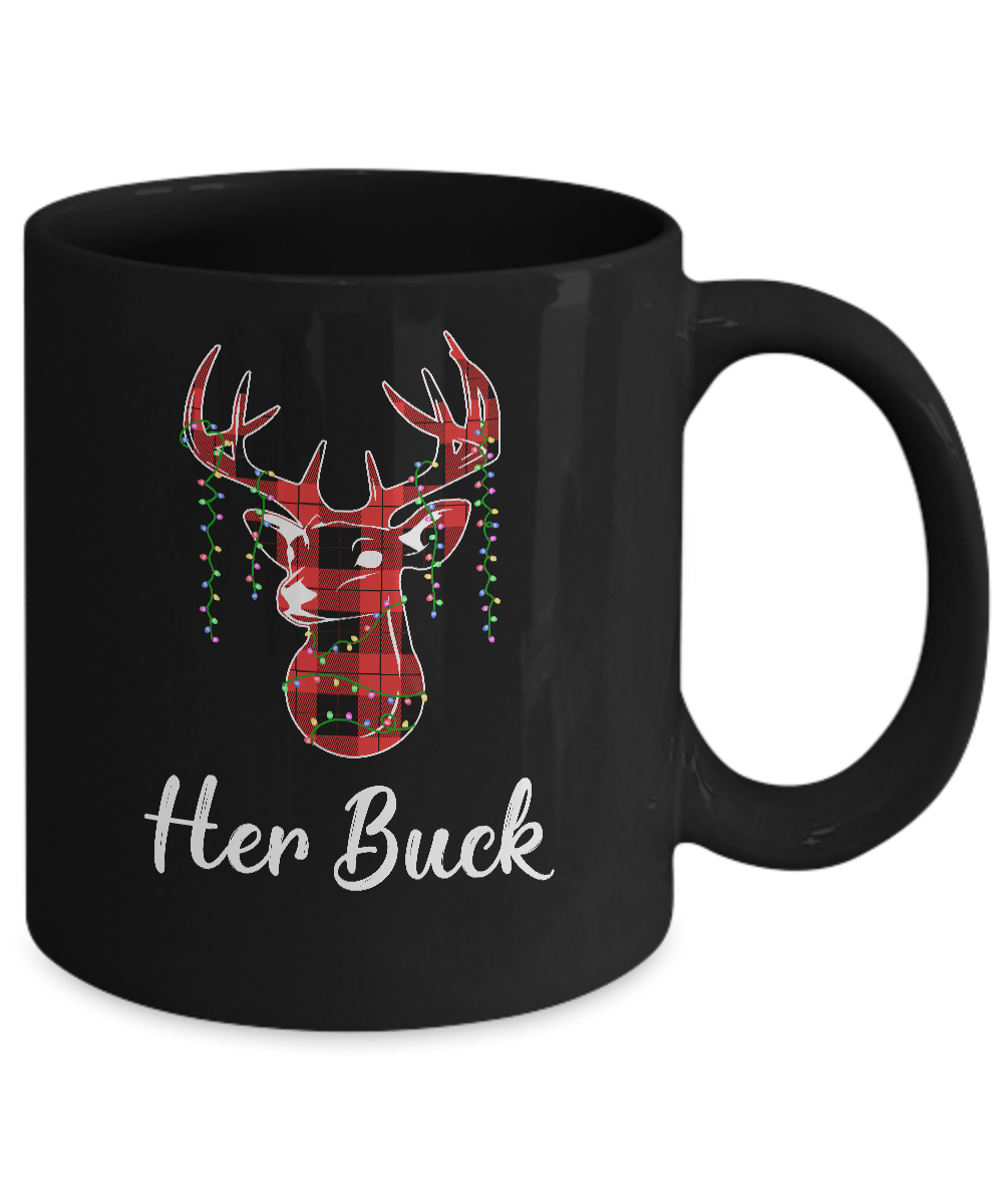 Her Buck Couples Matching Christmas Pajamas Costume Gift Mug-Coffee Mug-11oz Mug-Black