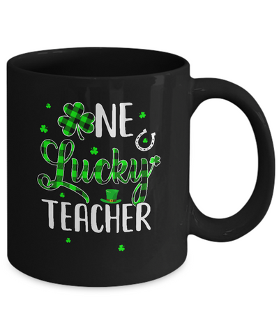 Funny St Patricks Day Gift For Prek Kinder One Lucky Teacher Mug-Coffee Mug-11oz Mug-Black