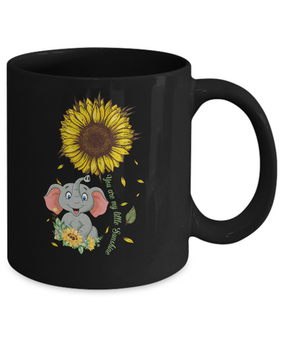 You Are My Little Sunshine Sunflower Elephant Mug-Coffee Mug-11oz Mug-Black