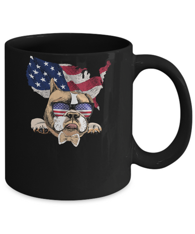 Funny Patriot Bulldog Dog 4Th Of July American Flag Mug-Coffee Mug-11oz Mug-Black