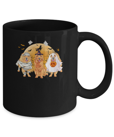Golden Retriever Mummy Witch Dog Moon Ghosts Halloween Mug-Coffee Mug-11oz Mug-Black