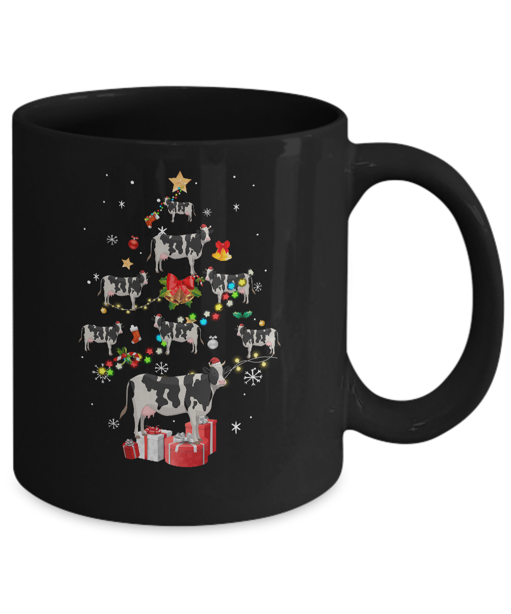 Farmer Cow Christmas Tree Decor Xmas Gift Mug-Coffee Mug-11oz Mug-Black
