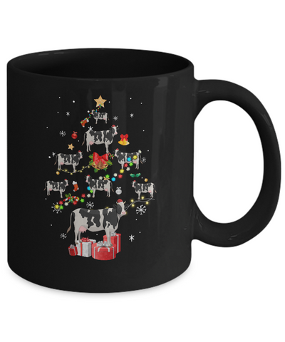 Farmer Cow Christmas Tree Decor Xmas Gift Mug-Coffee Mug-11oz Mug-Black