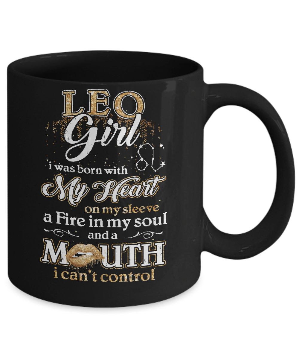 I'm A Leo Girl Lipstick July August Funny Zodiac Birthday Mug-Coffee Mug-11oz Mug-Black