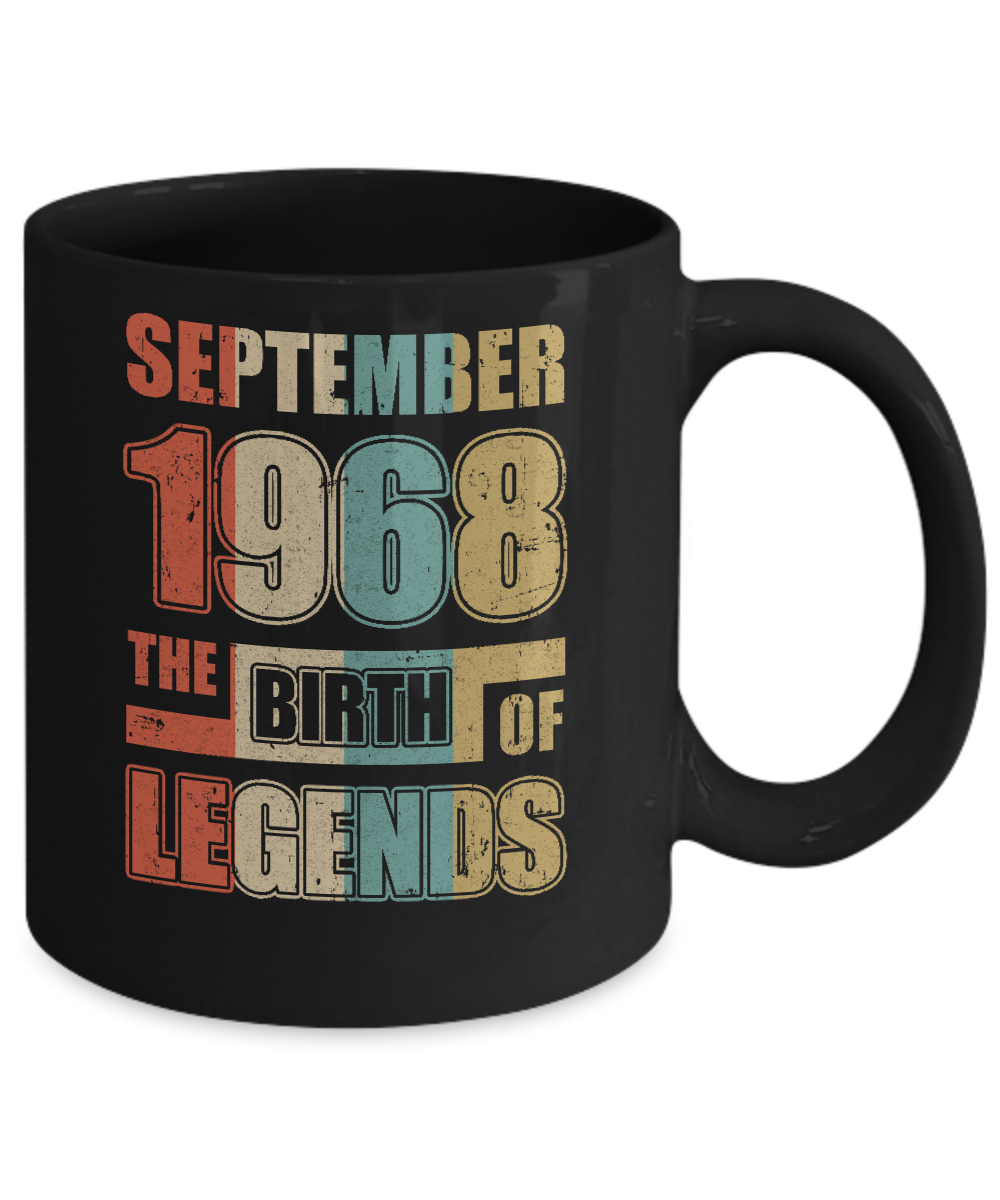 Vintage Retro September 1968 Birth Of Legends 53th Birthday Mug-Coffee Mug-11oz Mug-Black