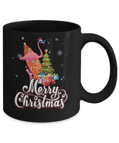 Flamingo Christmas Gift Merry Christmas Flamingo Mug-Coffee Mug-11oz Mug-Black